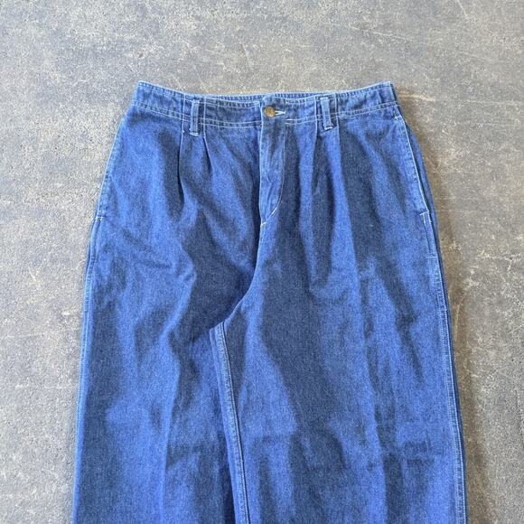 Vintage Gramicci Pleated Baggy Jeans Women's 14 Blue Button Ankle 80s Barrel - Picture 2 of 8